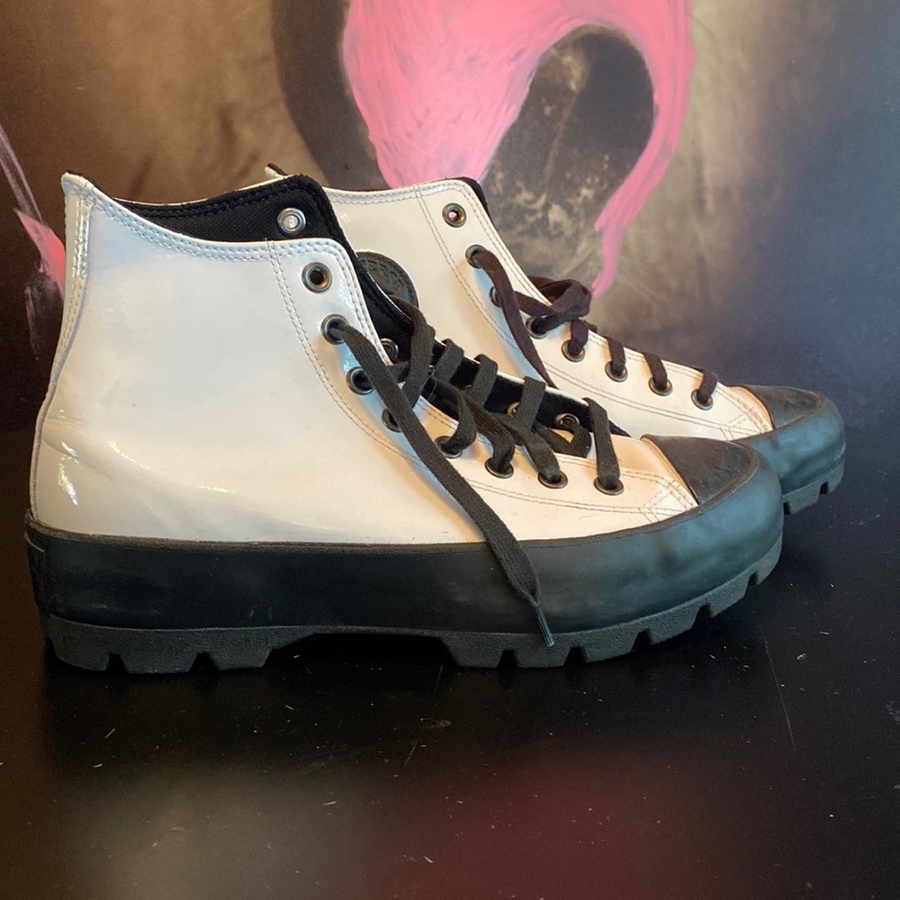 White patent leather Converse size 10
